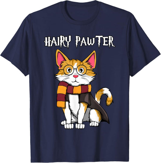 Magic Cat with Glasses, Funny Pawter Funny T-Shirt - T-Shirt | Navy