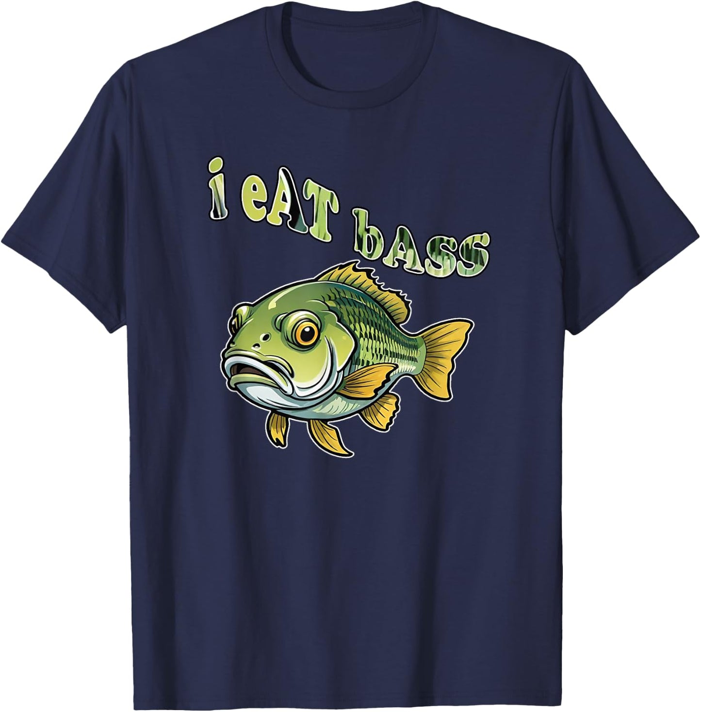 I Eat Bass, Funny Fish Bass, By Yoraytees T-Shirt - T-Shirt | Navy