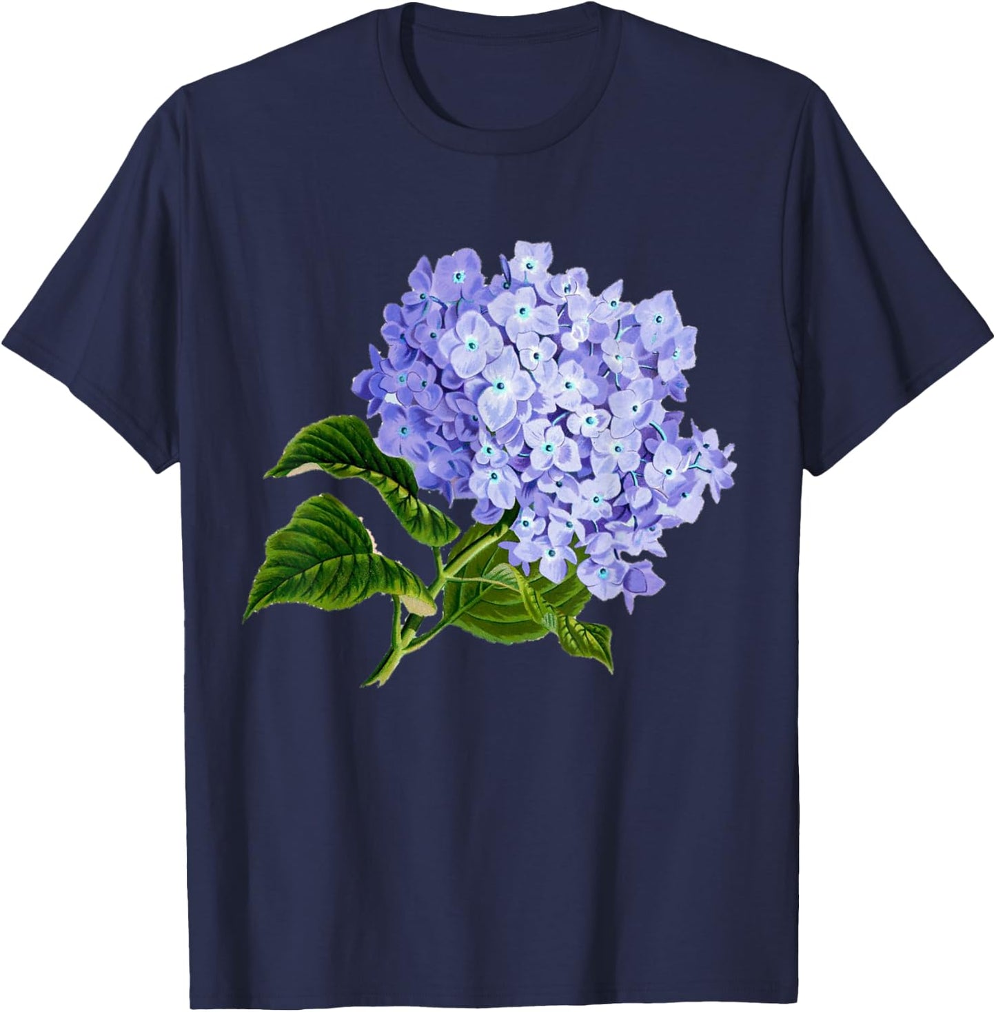 Vintage Purple Hydrangea Flowers Retro Gardener Art T-Shirt - T-Shirt | Navy