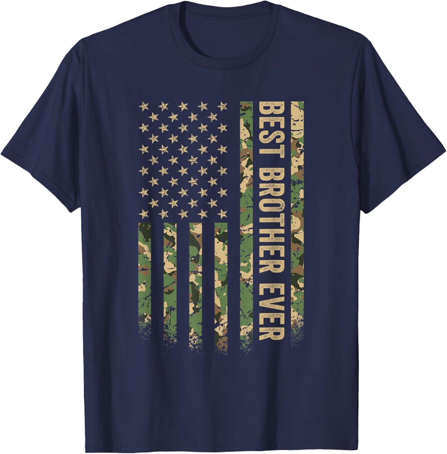 Best Brother Ever American Flag Camo Veteran Patriotic for Kids Men T-Shirt - T-Shirt | Navy