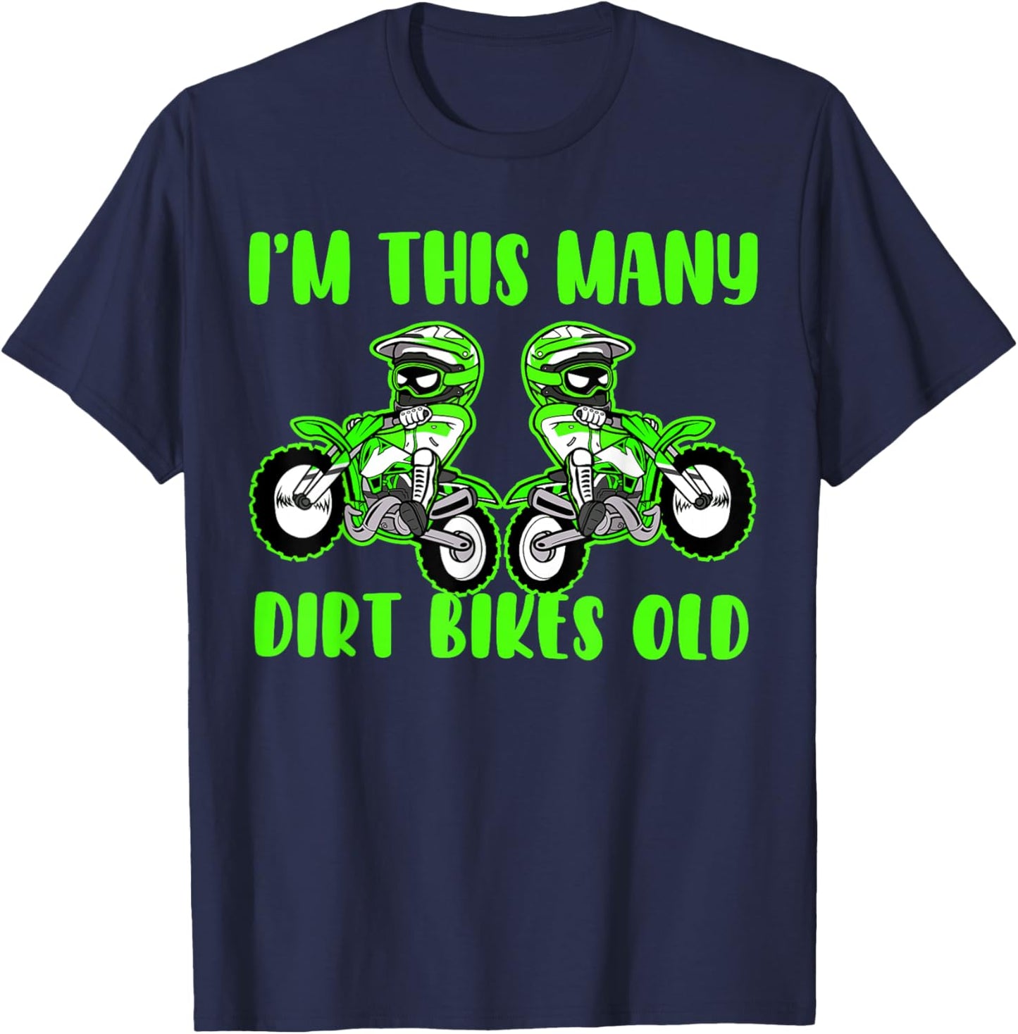 I'm This Many Dirt Bikes 2 Year Old 2nd Birthday Motocross T-Shirt - T-Shirt | Navy