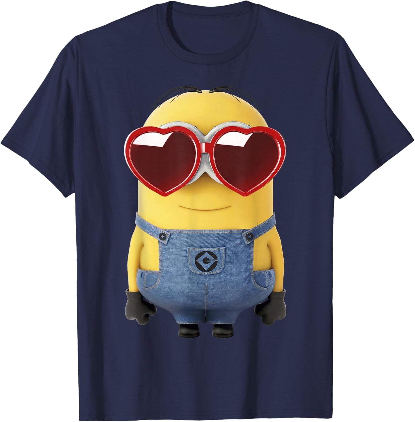 Minions Valentine's Day Dave Heart Glasses T-Shirt - T-Shirt | Navy