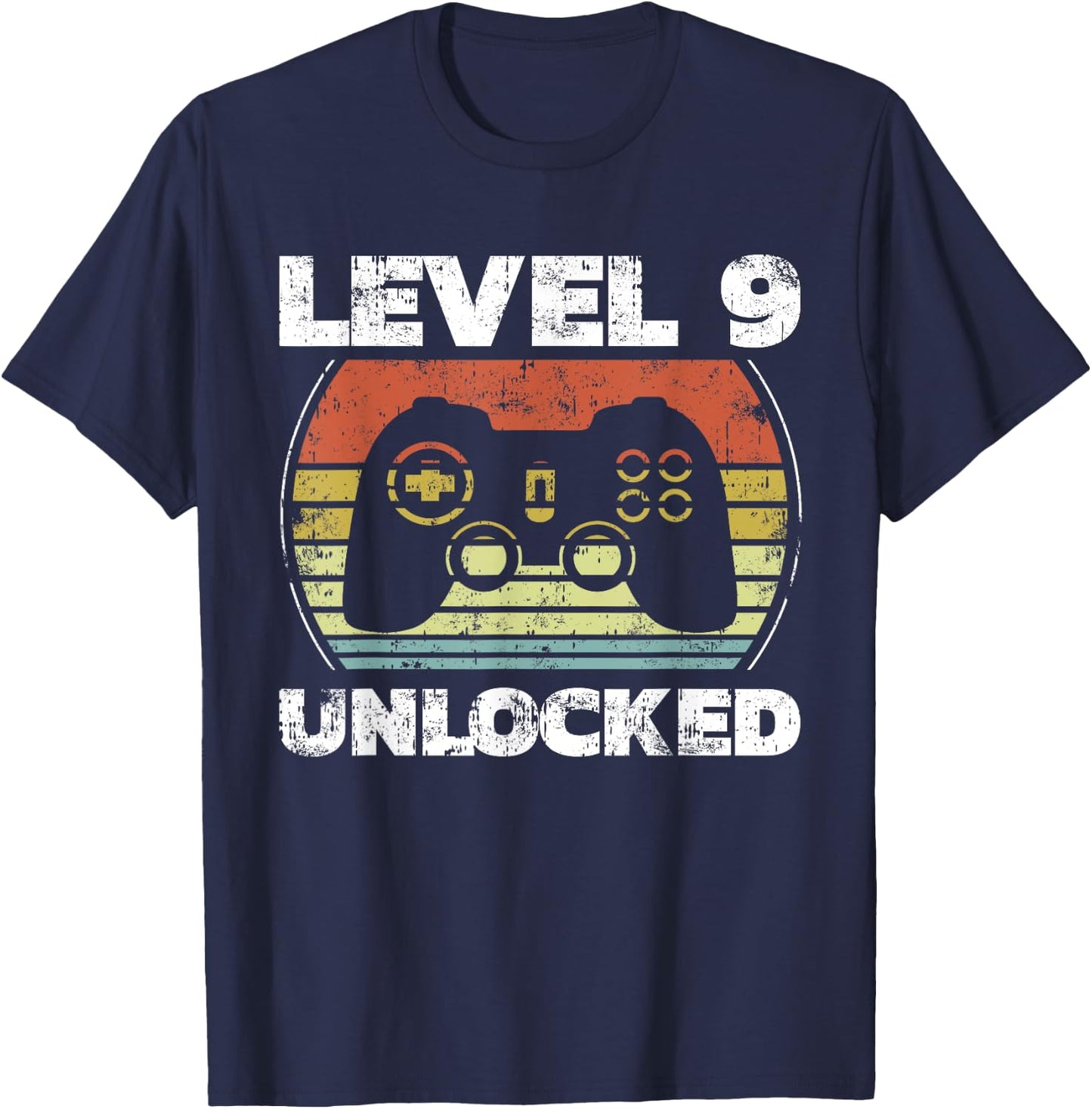 Level 9 Unlocked Funny Video Gamer 9th Birthday T-Shirt - T-Shirt | Navy