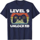 Level 9 Unlocked Funny Video Gamer 9th Birthday T-Shirt - T-Shirt | Navy