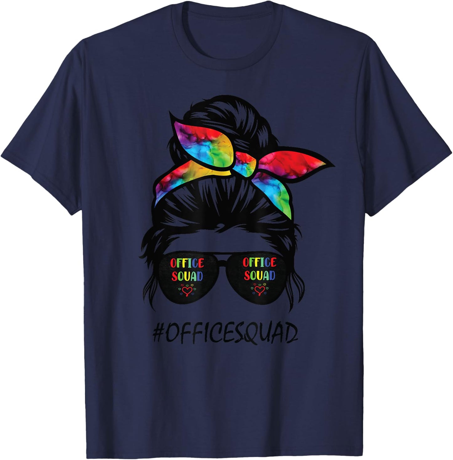 Office Squad life messy bun hair Administrative Assistant T-Shirt - T-Shirt | Navy