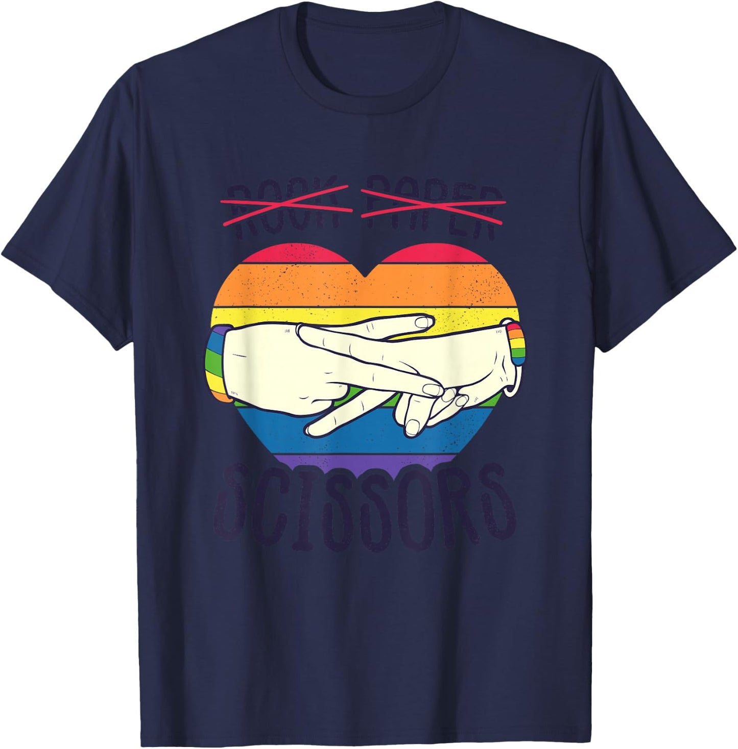 Funny Lesbian Pride Flag Rock Paper Scissors Lesbian Pride T-Shirt - T-Shirt | Navy