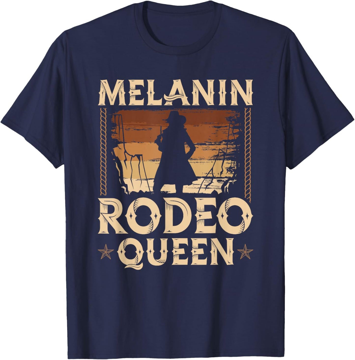 Melanin Rodeo Queen Country African American Cowgirl T-Shirt - T-Shirt | Navy