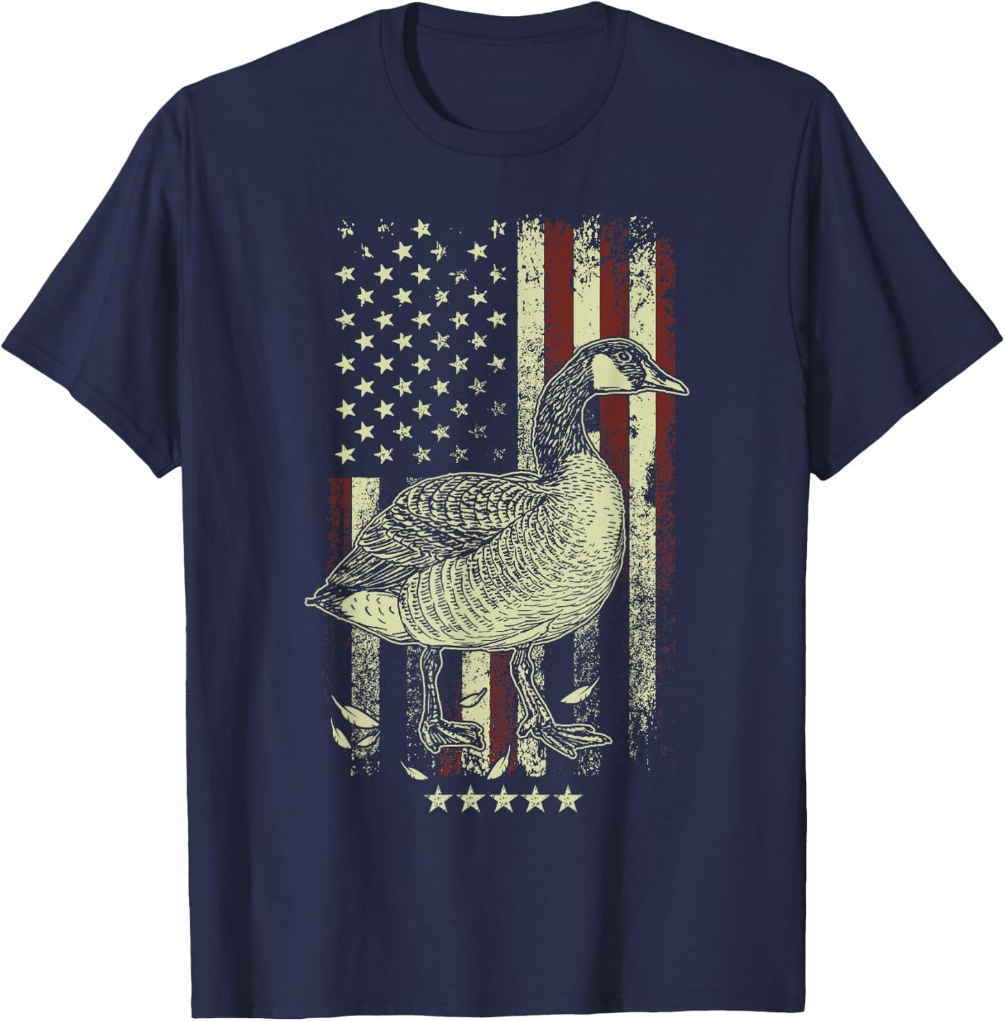 USA American Flag Hunters - Hunting Goose Bird Women Men T-Shirt - T-Shirt | Navy