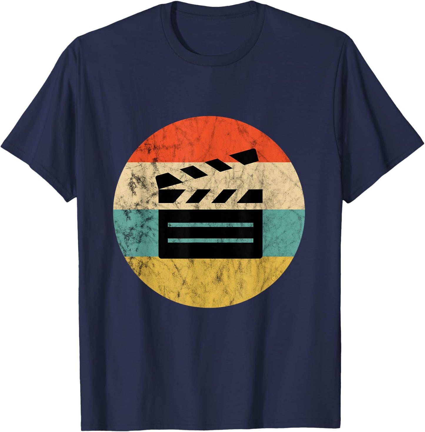Filmmaker Clapboard Film Director Lover Retro Vintage Sunset T-Shirt - T-Shirt | Navy