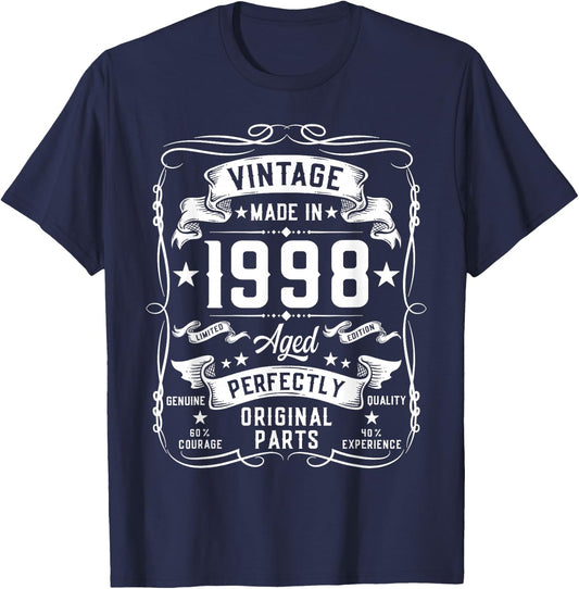 Vintage 1998 27 Years Old Gifts 27yr 27th Birthday T-Shirt - T-Shirt | Navy