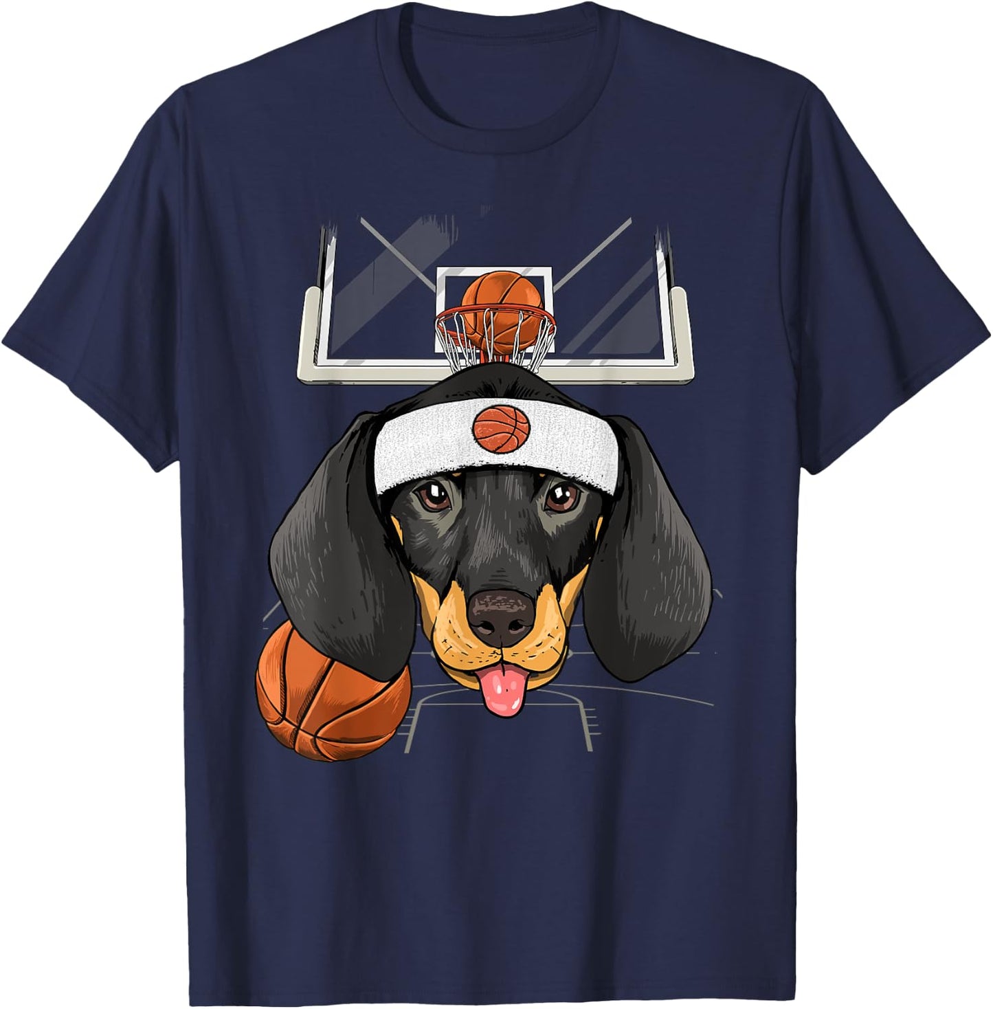 Dachshund Basketball Dog Lovers Basketball Player T-Shirt - T-Shirt | Navy