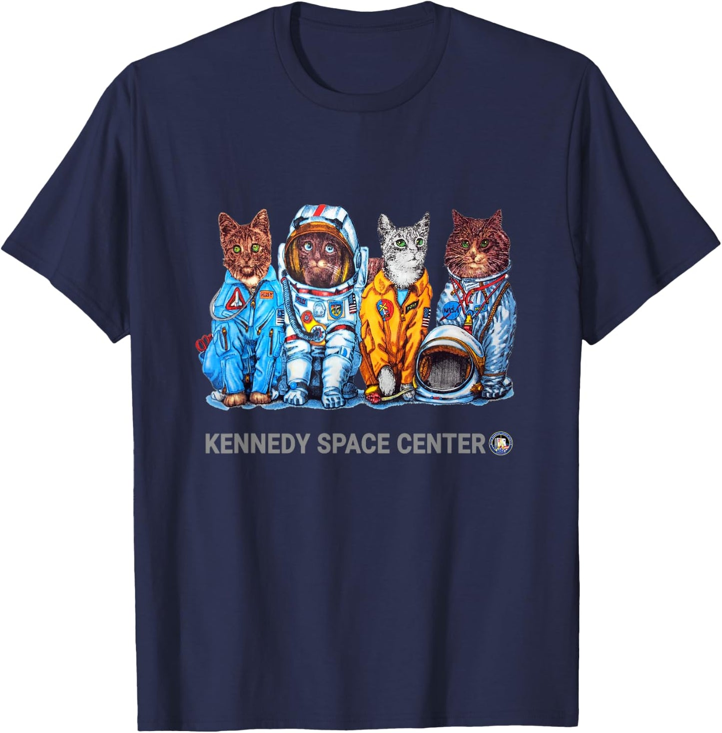 NASA Astronauts Cats Cool on both sides T-Shirt - T-Shirt | Navy