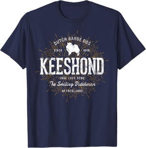Vintage Kees for Dog Lovers Keeshond T-Shirt - T-Shirt | Navy