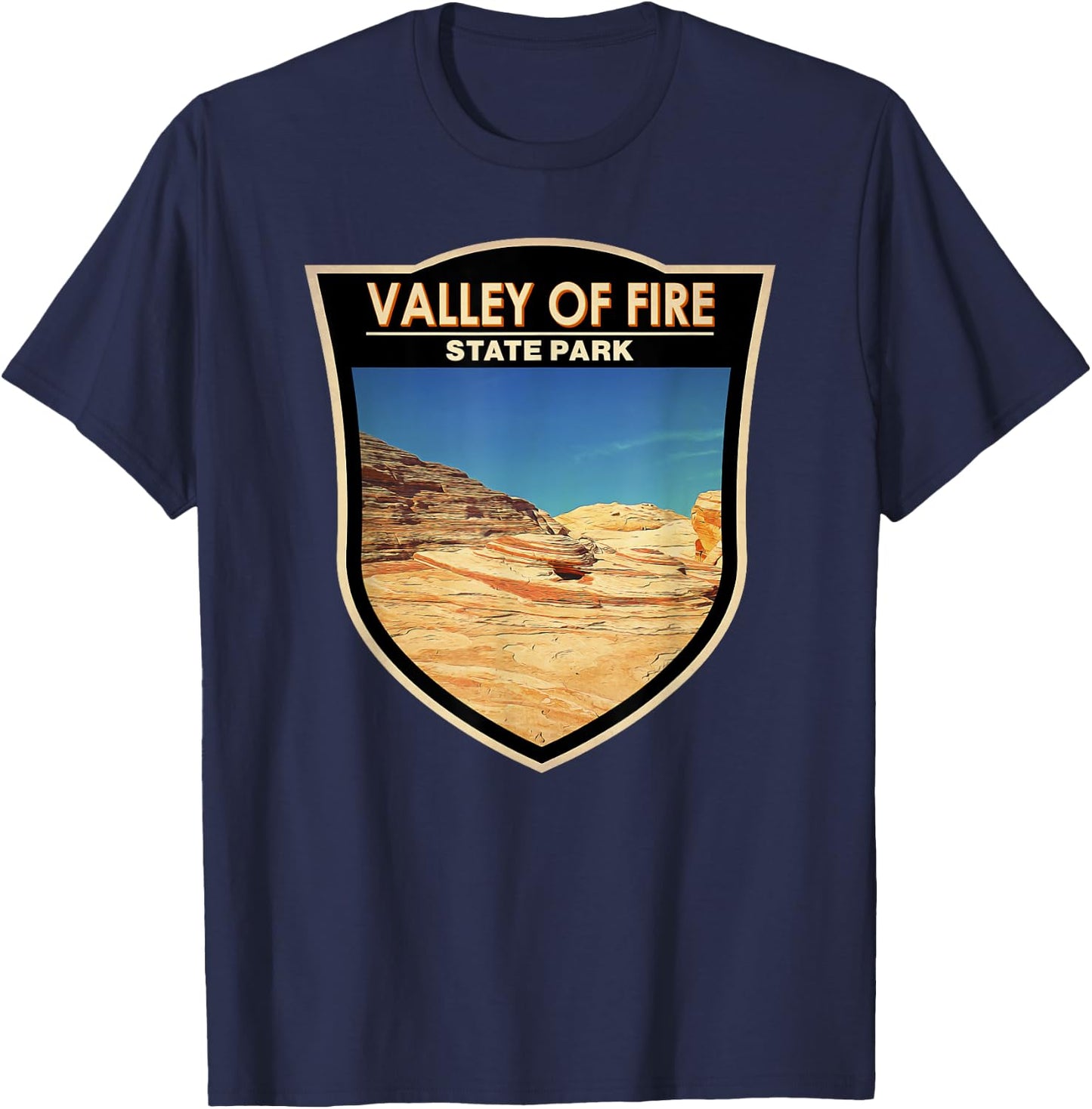Valley of Fire State Park Nevada Badge Vintage T-Shirt - T-Shirt | Navy