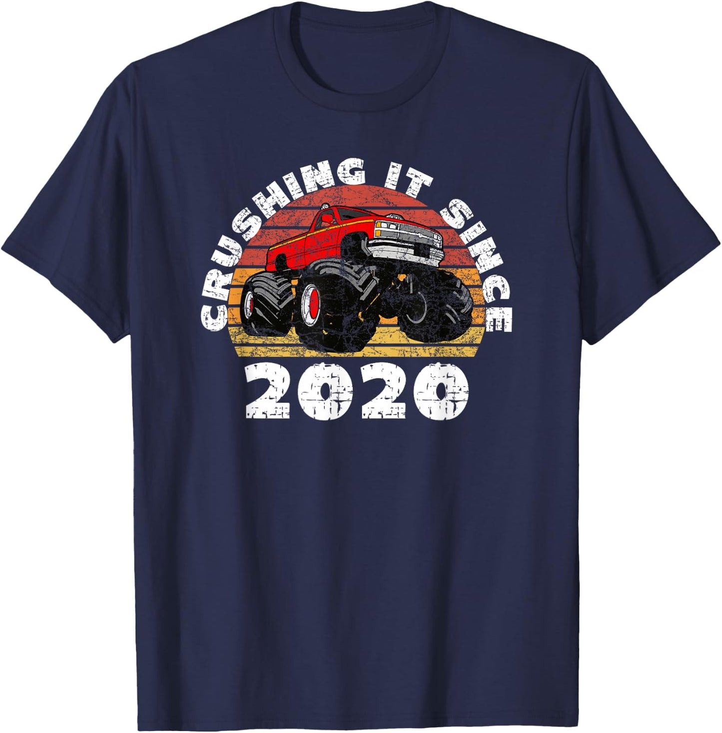 Monster Truck Driver Crushing It Since 2020 Anniversary T-Shirt - T-Shirt | Navy