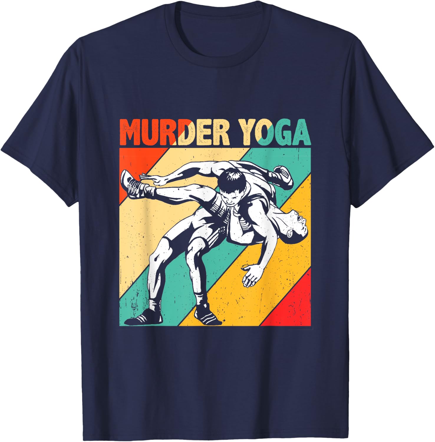 Murder Yoga Retro Vintage Wrestler Wrestling T-Shirt - T-Shirt | Navy
