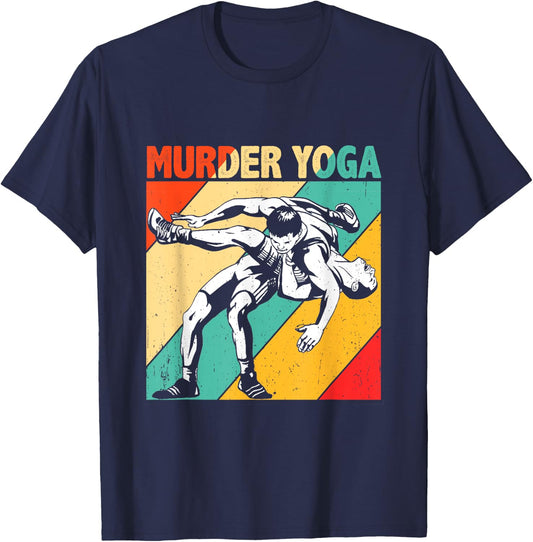 Murder Yoga Retro Vintage Wrestler Wrestling T-Shirt - T-Shirt | Navy