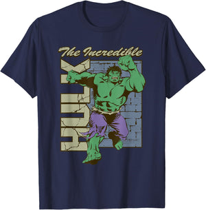 Marvel Comics Incredible Hulk Vintage Comic Brick Wall T-Shirt - T-Shirt | Navy