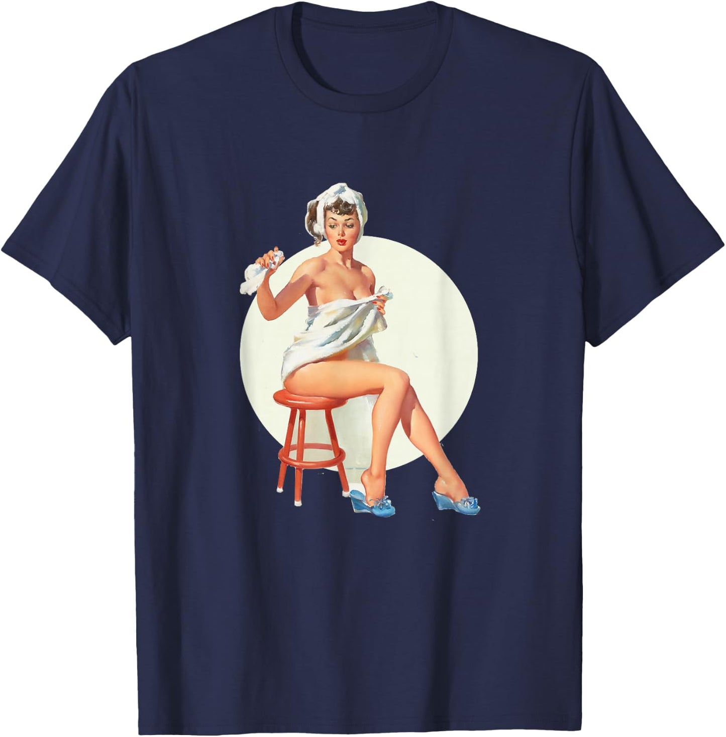 Vintage 1940's Pin-up Girl Sexy Classic Retro American Art T-Shirt - T-Shirt | Navy