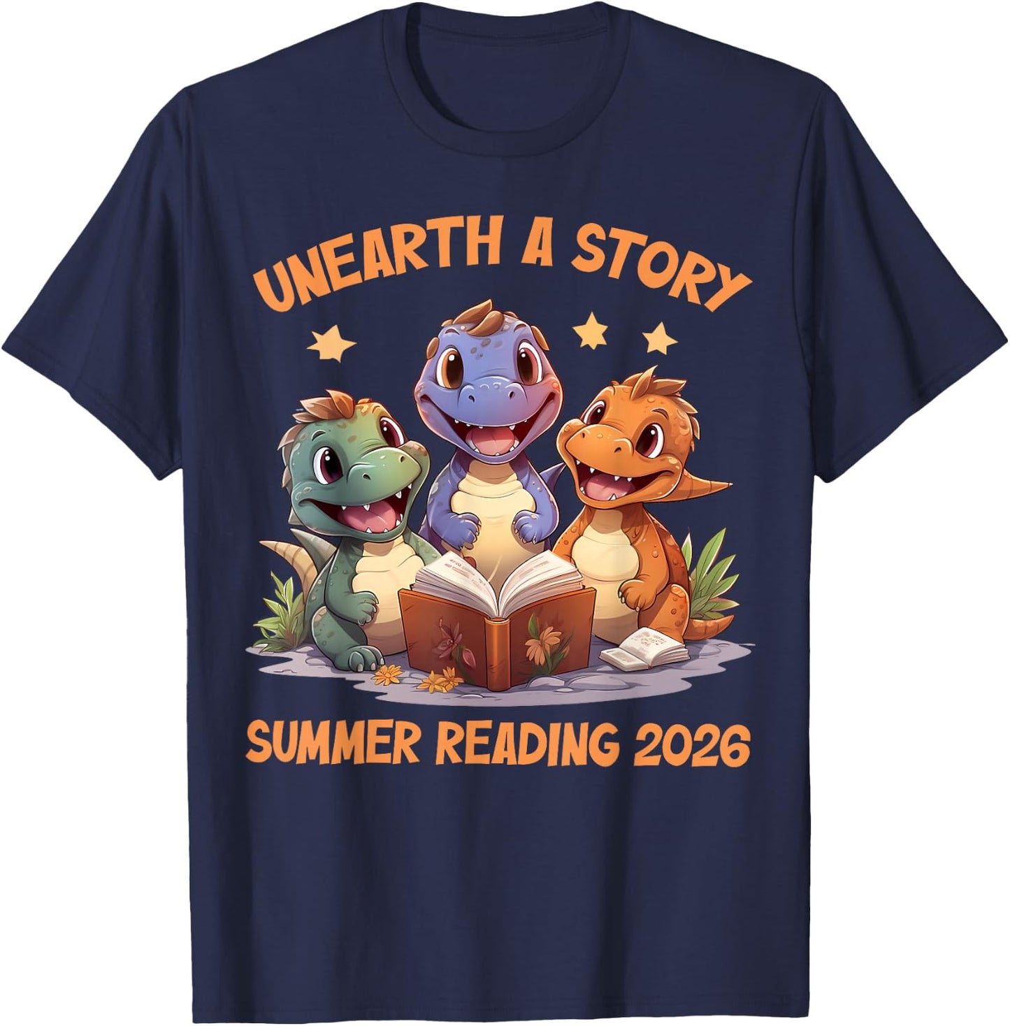 Unearth a Story Summer Reading 2026 Men Women Kids T-Shirt - T-Shirt | Navy