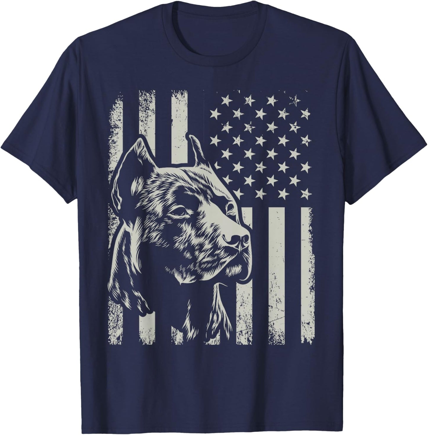 Proud Patriotic Pit Bull Owner Lover American Flag T-Shirt - T-Shirt | Navy