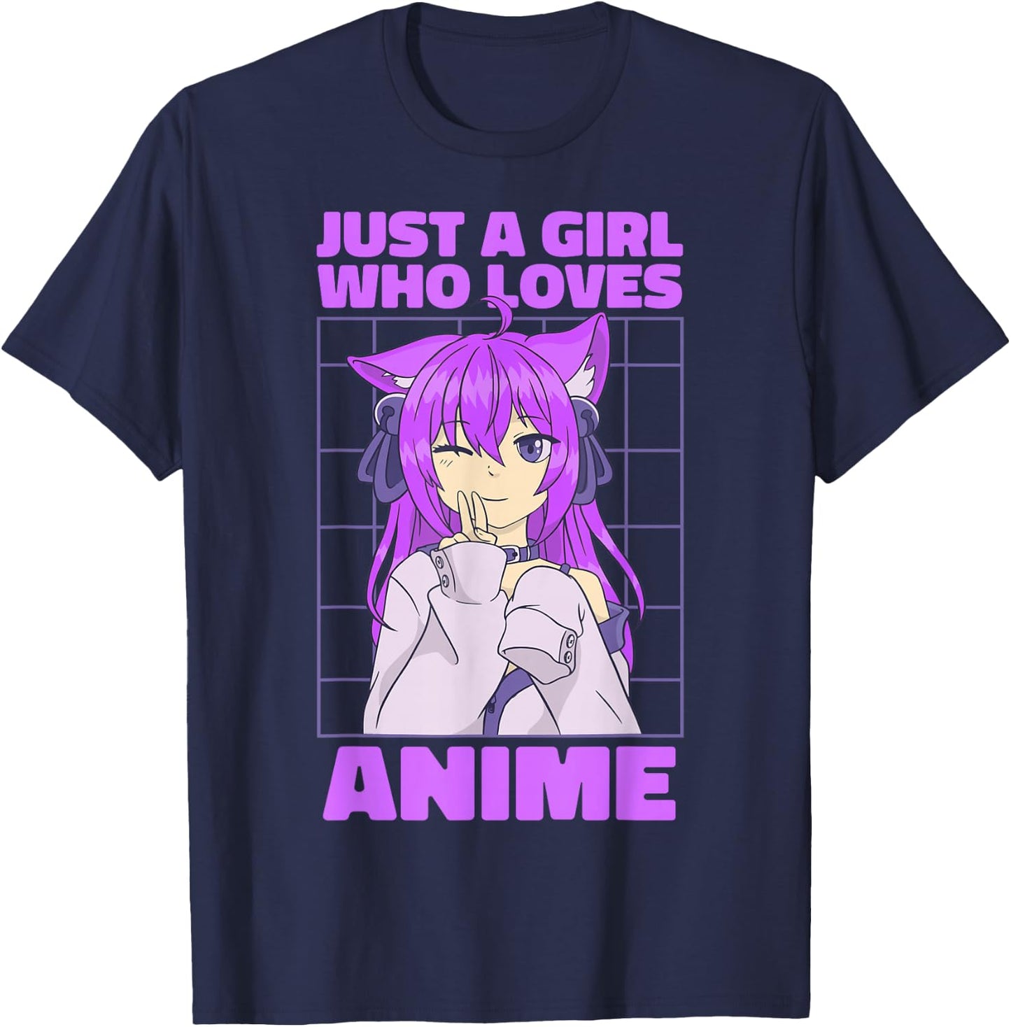 Just A Girl Who Loves Anime. Anime Girl. Anime Merch. Otaku T-Shirt - T-Shirt | Navy