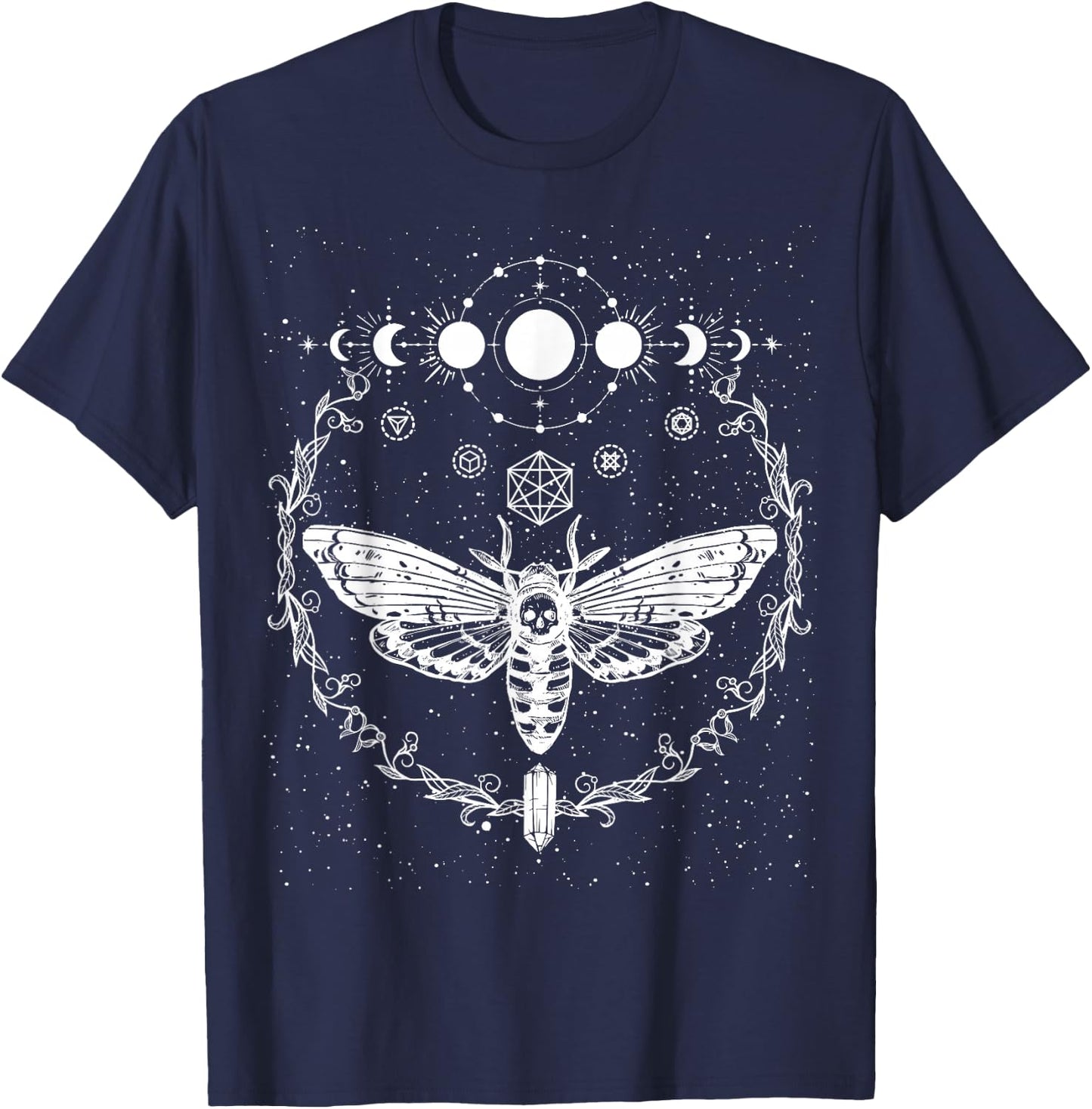 Goth Moth And Crescent Moon Creepy Design Gifts For Goths T-Shirt - T-Shirt | Navy