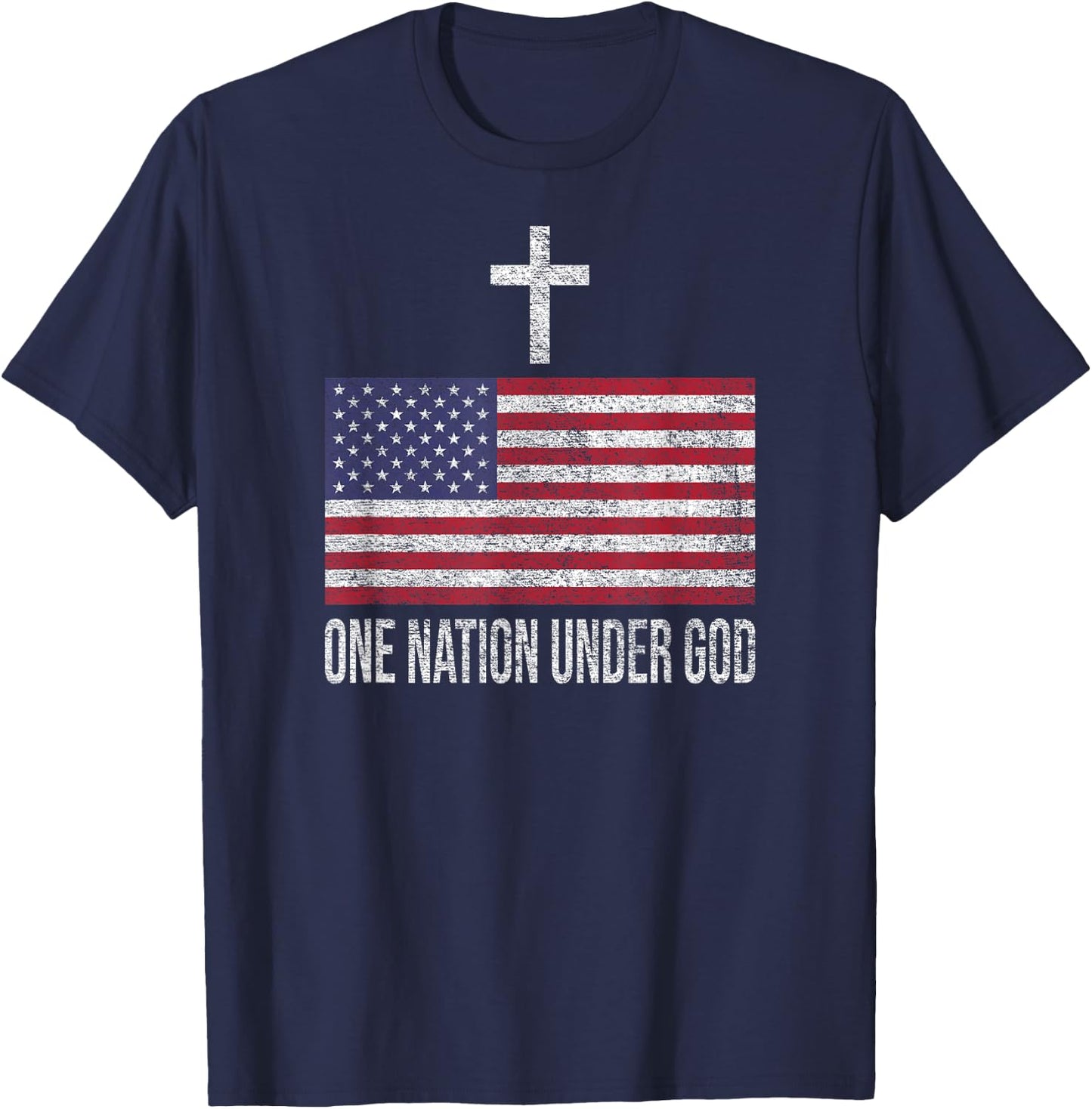 One Nation Under God Usa Flag United States Banner T-Shirt - T-Shirt | Navy