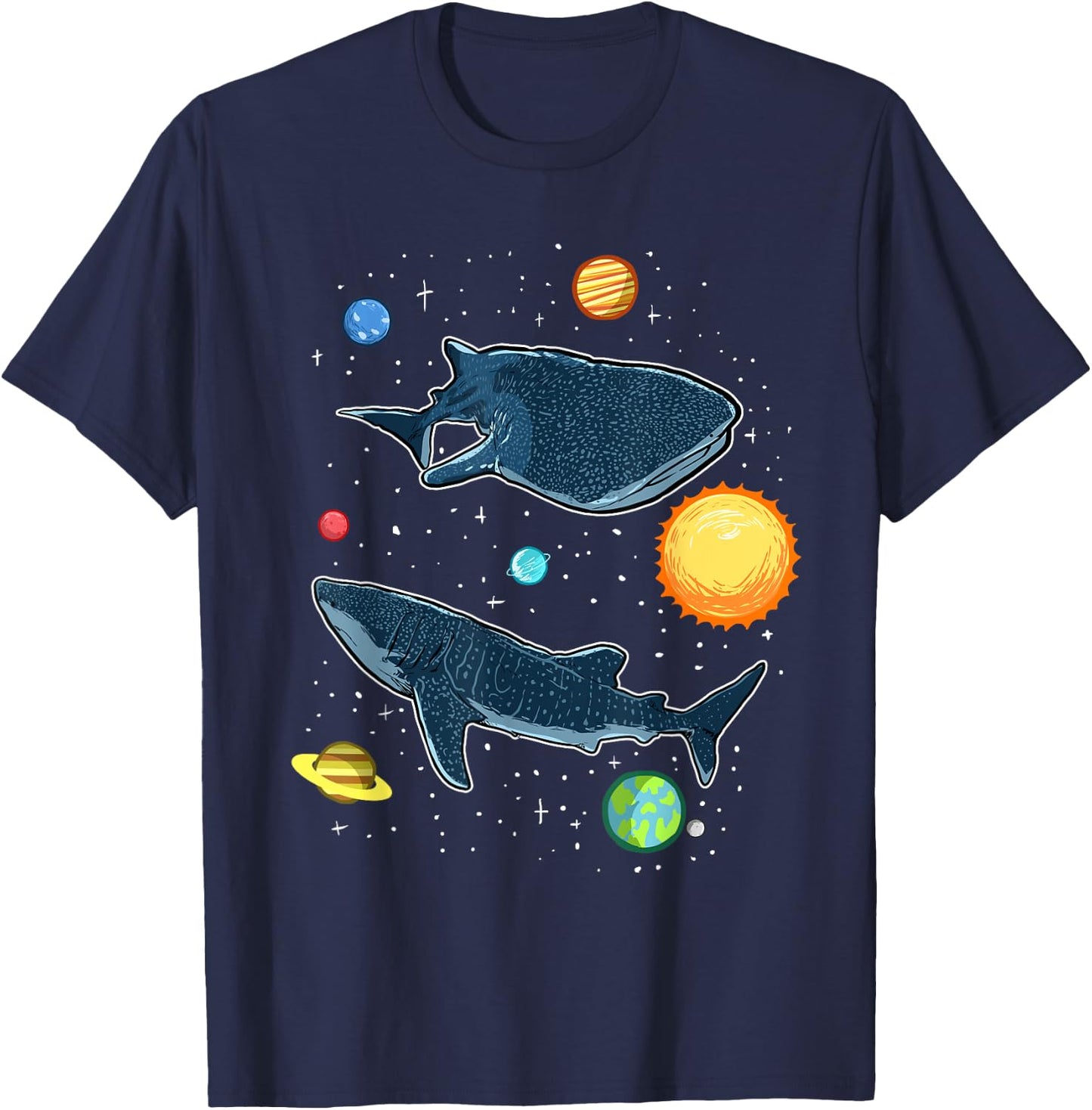 Sharks In The Galaxy Funny Whale Shark Lover T-Shirt - T-Shirt | Navy