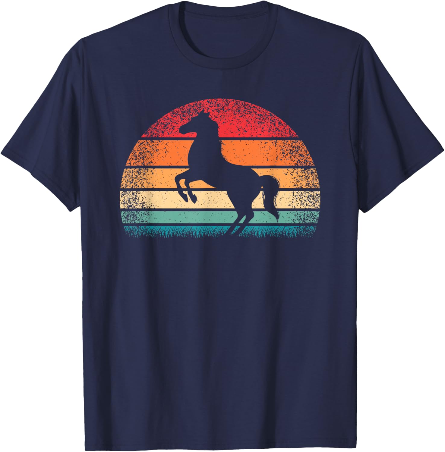 Retro Horse Vintage Horseback Riding Western Men Women Kids T-Shirt - T-Shirt | Navy