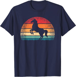 Retro Horse Vintage Horseback Riding Western Men Women Kids T-Shirt - T-Shirt | Navy