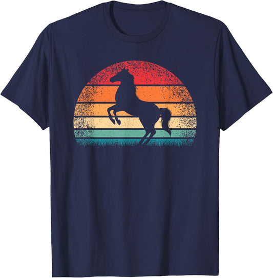 Retro Horse Vintage Horseback Riding Western Men Women Kids T-Shirt - T-Shirt | Navy