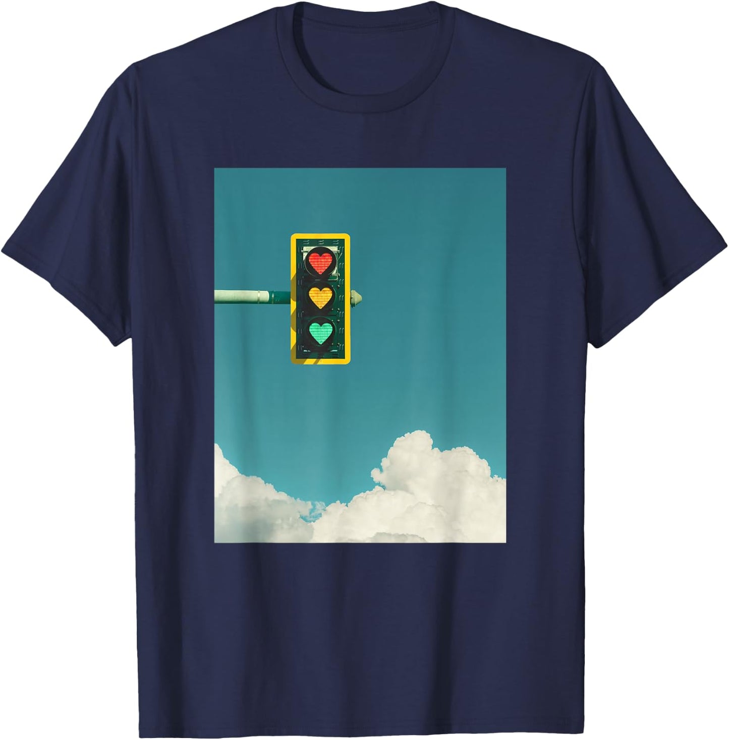 Indie Aesthetic y2k Light Traffic Heart Teen Girls 90s T-Shirt - T-Shirt | Navy