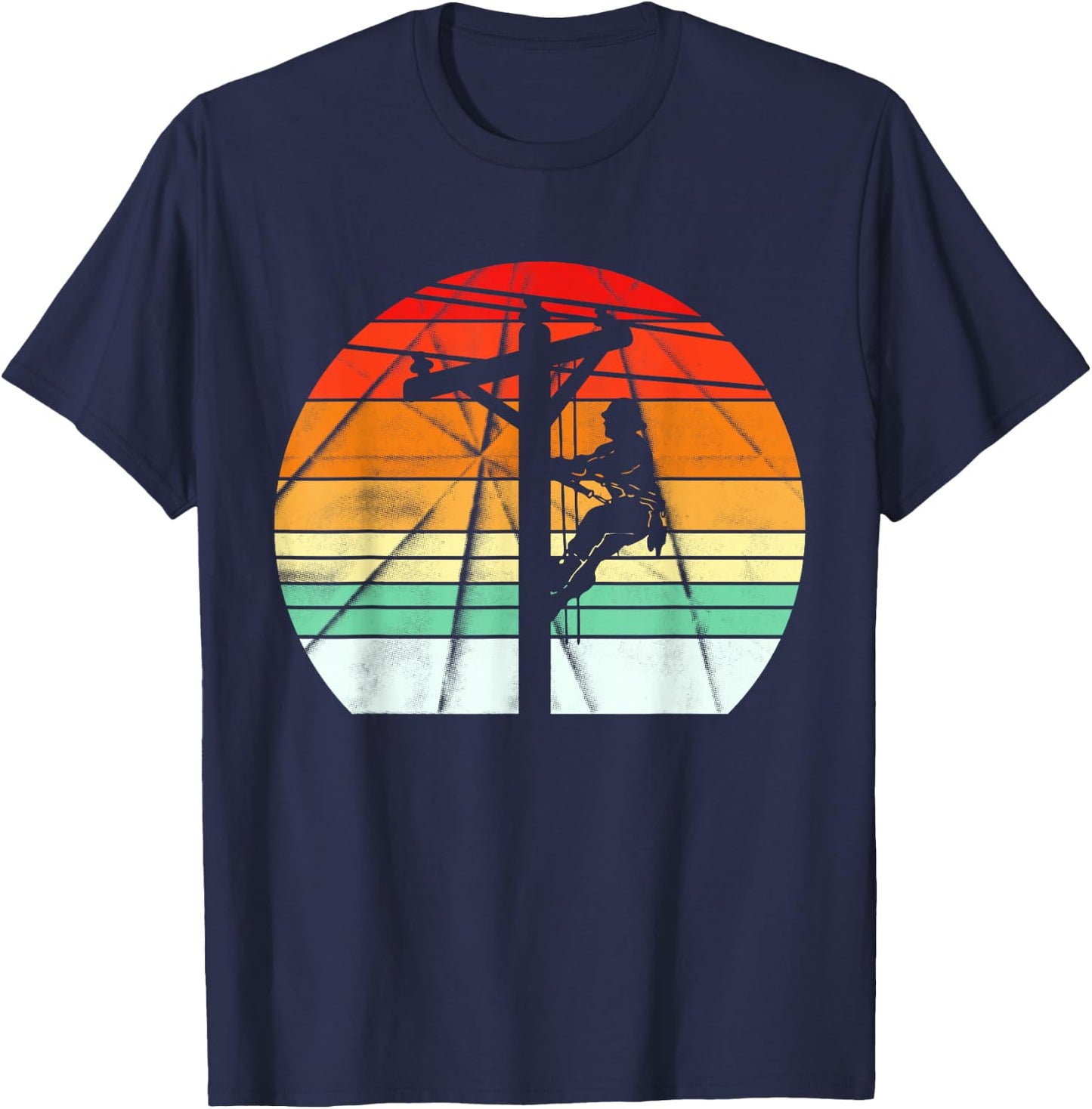Lineman Retro Style Electrician Support Your Local Pole T-Shirt - T-Shirt | Navy