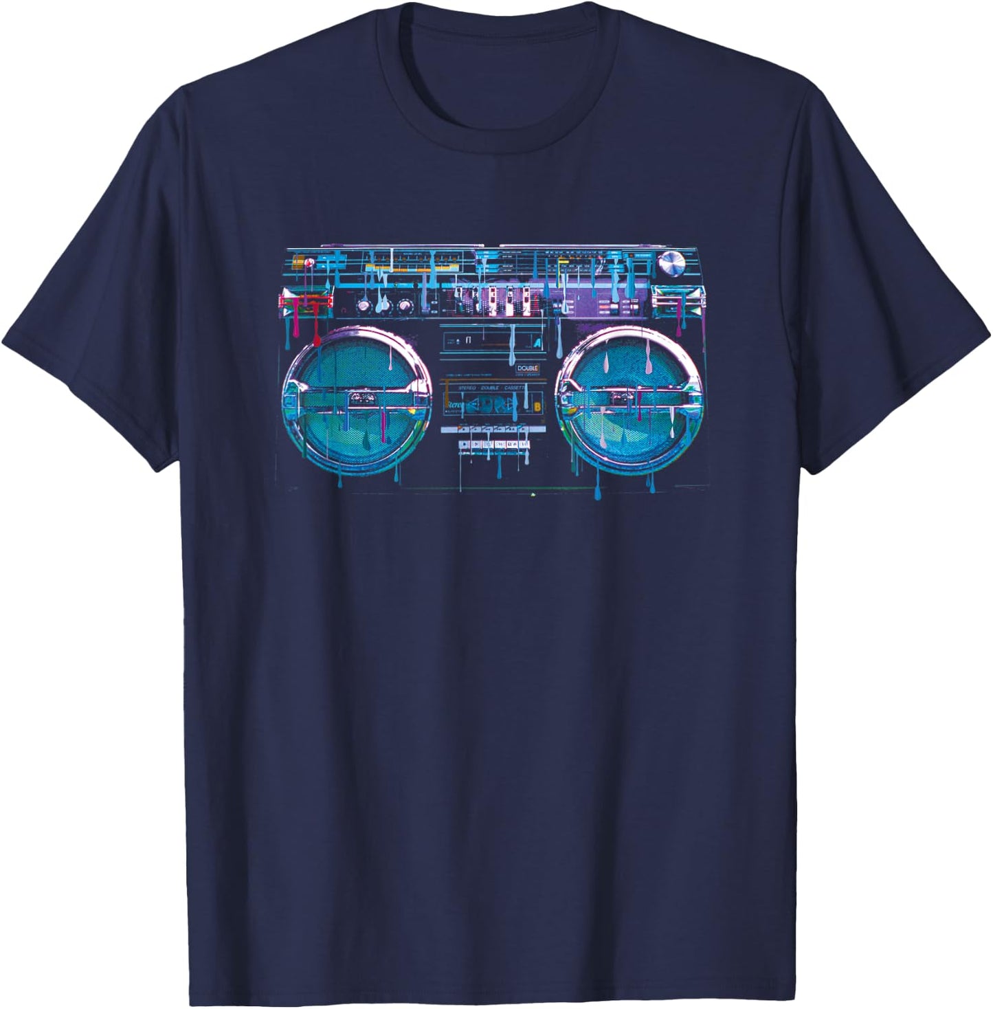 Retro Ghetto Blaster - Boom Box 80's 90's Hip Hip Rap T-Shirt - T-Shirt | Navy