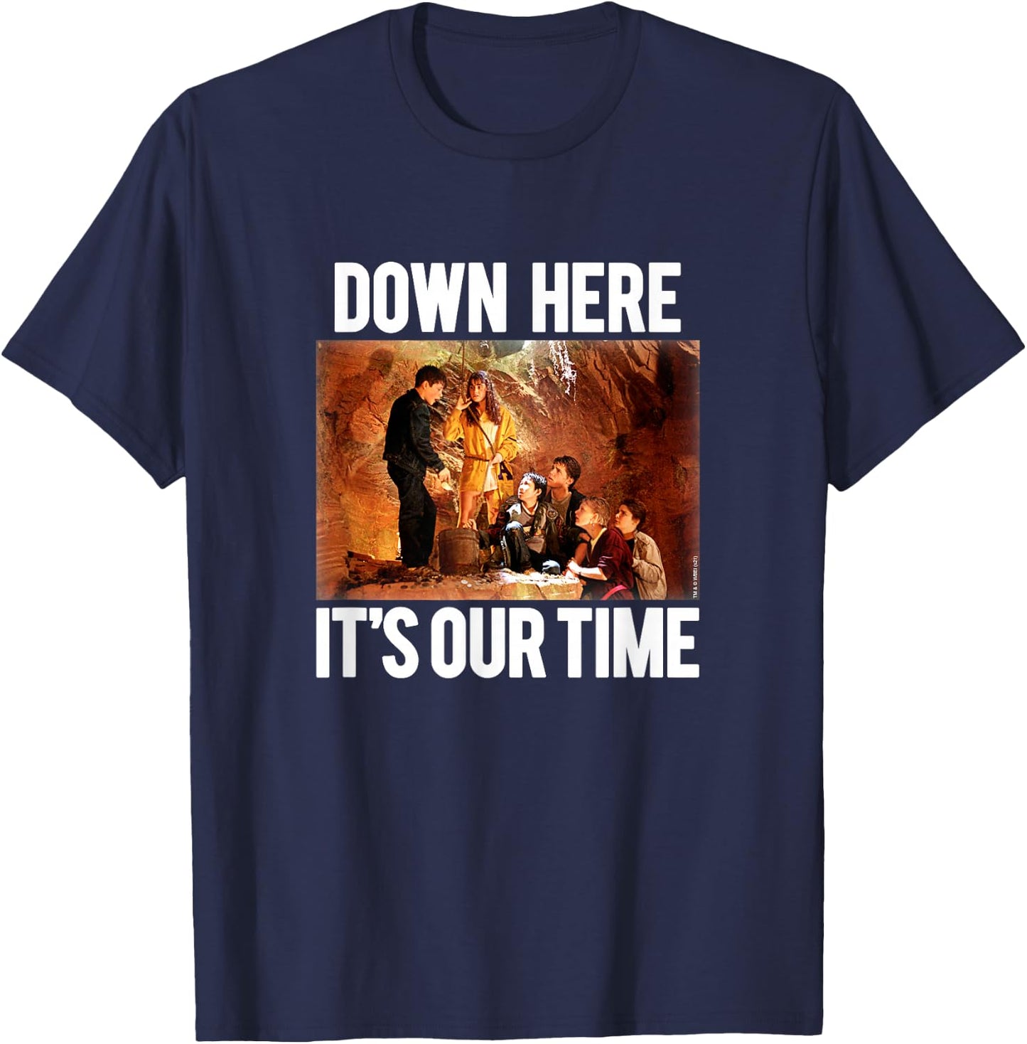 The Goonies Down Here It's Our Time Cave Photo Movie T-Shirt - T-Shirt | Navy