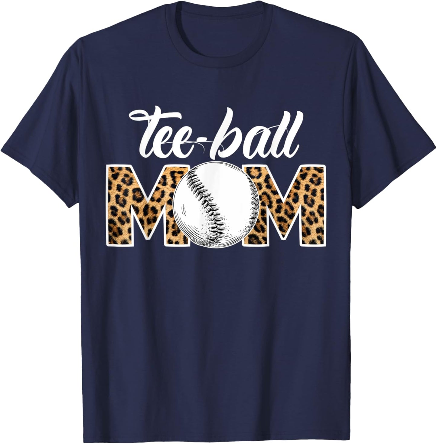 Teeball Mom Leopard Funny Ball Mom Mother's Day T-Shirt - T-Shirt | Navy