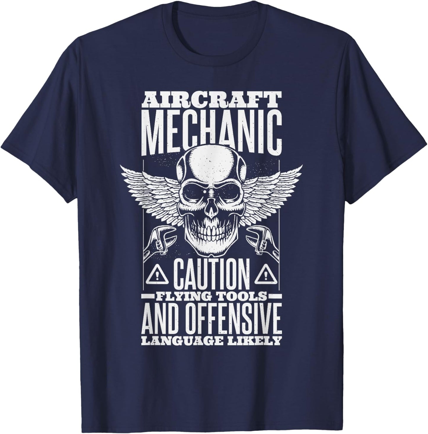 Aircraft Mechanic Flying Tools And Offensive Language, Plane T-Shirt - T-Shirt | Navy