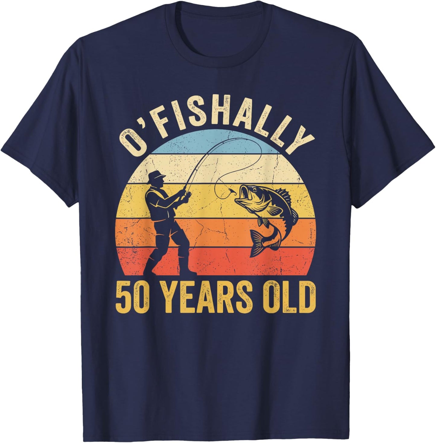 Ofishally 50 Years Old 50th Birthday Fishing T-Shirt - T-Shirt | Navy