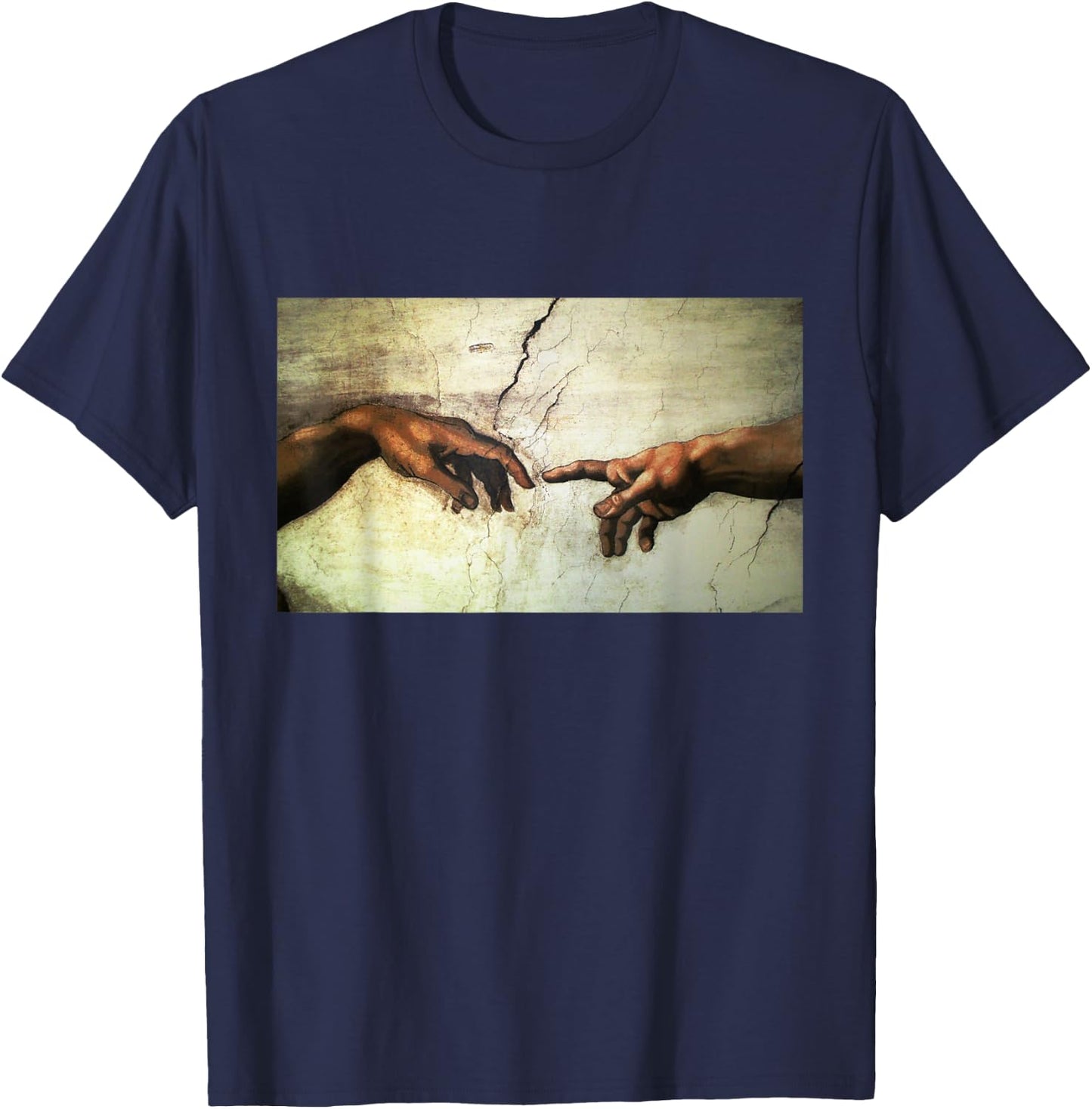 MichelAngelo - creation of Adam - vintage art T-Shirt - T-Shirt | Navy