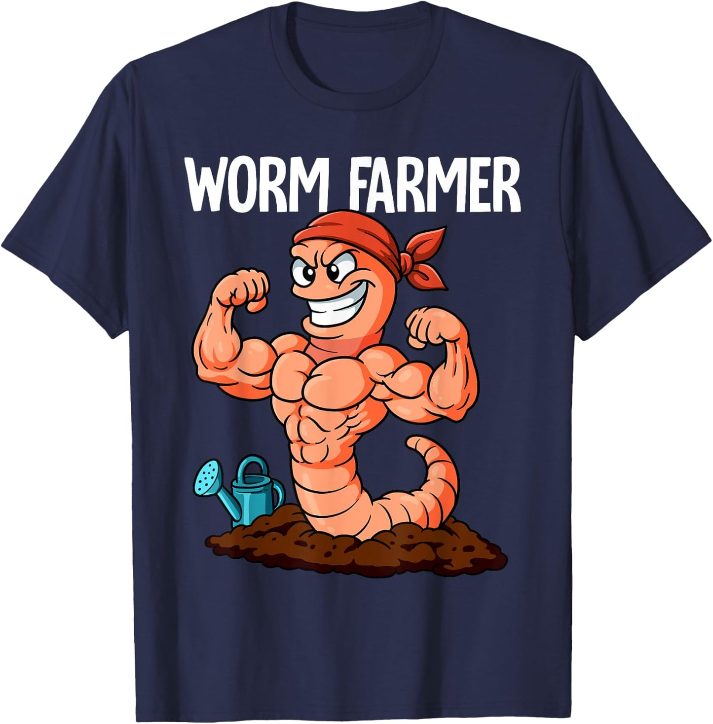 Worm Farmer Vermiculture Gardening Farming Composting T-Shirt - T-Shirt | Navy