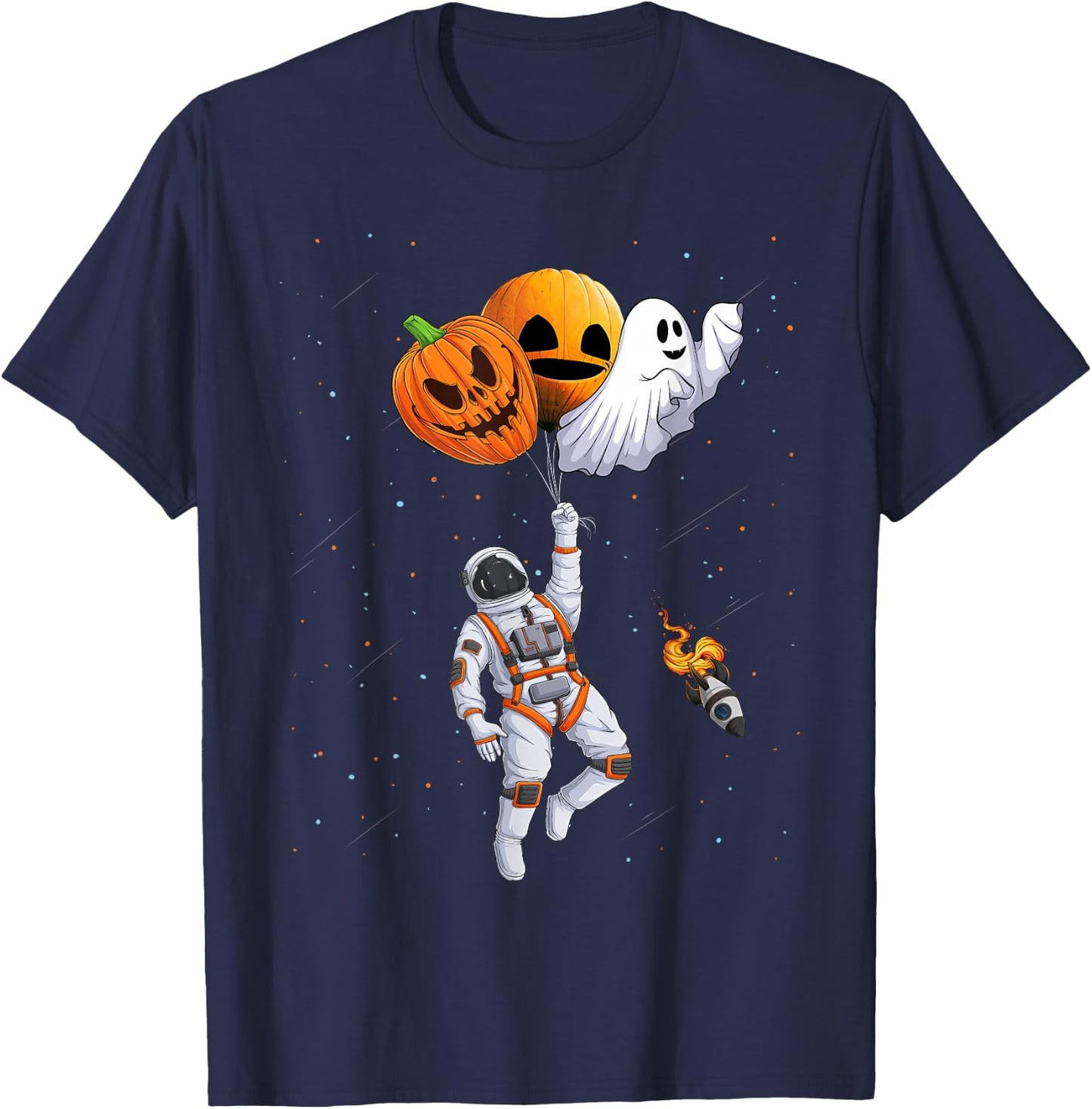 funny kids toddlers jack o lantern Space Astronaut Halloween T-Shirt - T-Shirt | Navy