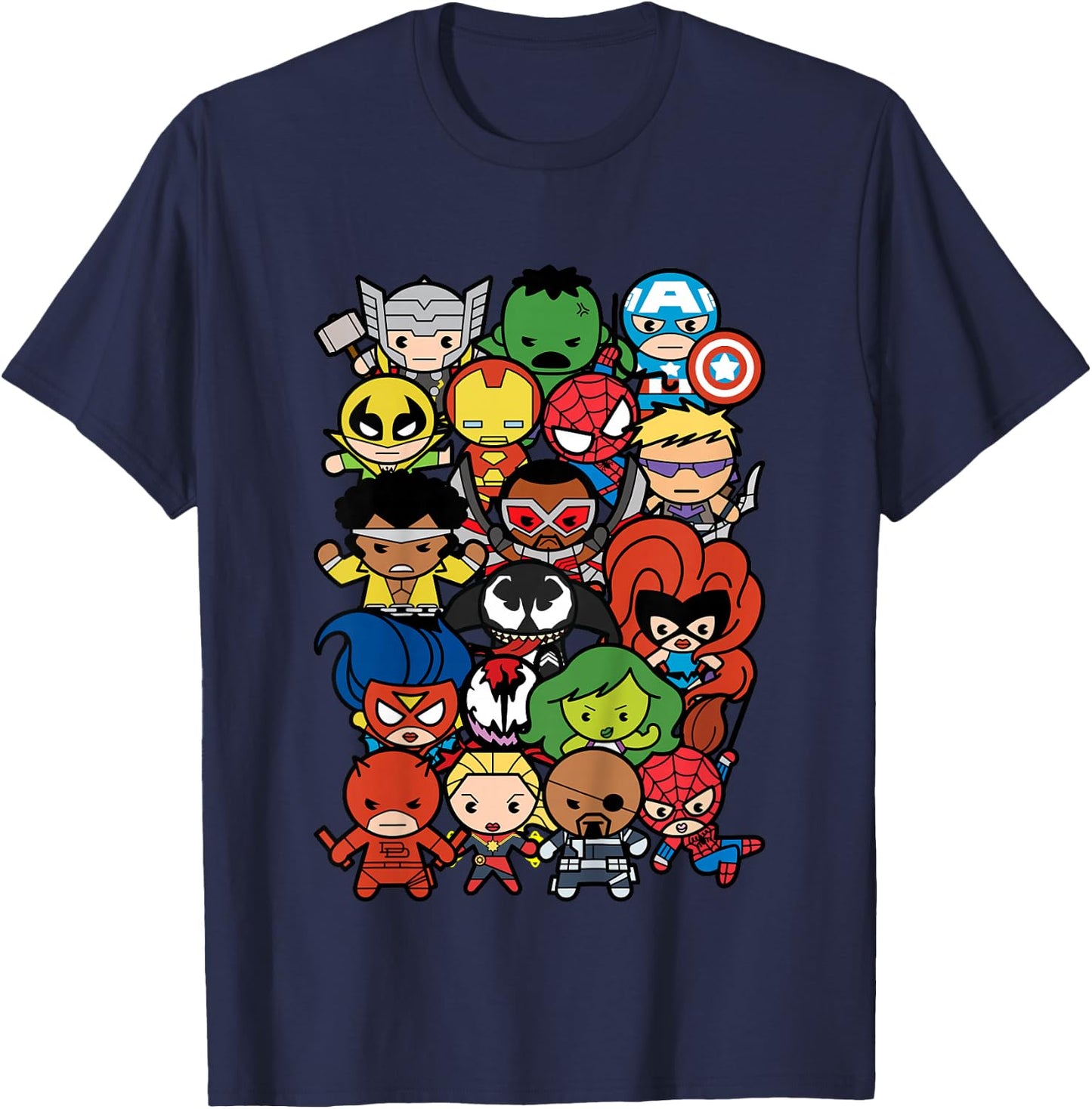 Kids Marvel Heroes and Villains Team Kawaii Kids Graphic T-Shirt - T-Shirt | Navy
