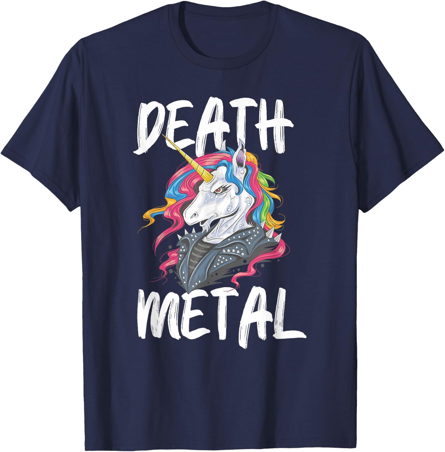 Unicorn Death Metal Rocker Go To Hell Funny Gift T-Shirt - T-Shirt | Navy