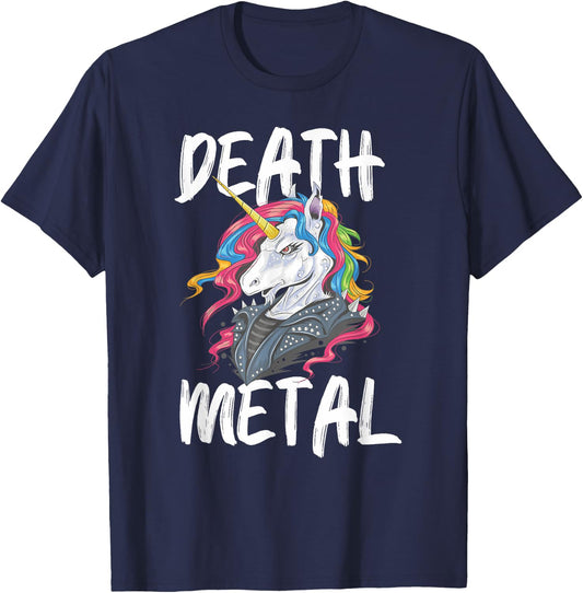 Unicorn Death Metal Rocker Go To Hell Funny Gift T-Shirt - T-Shirt | Navy