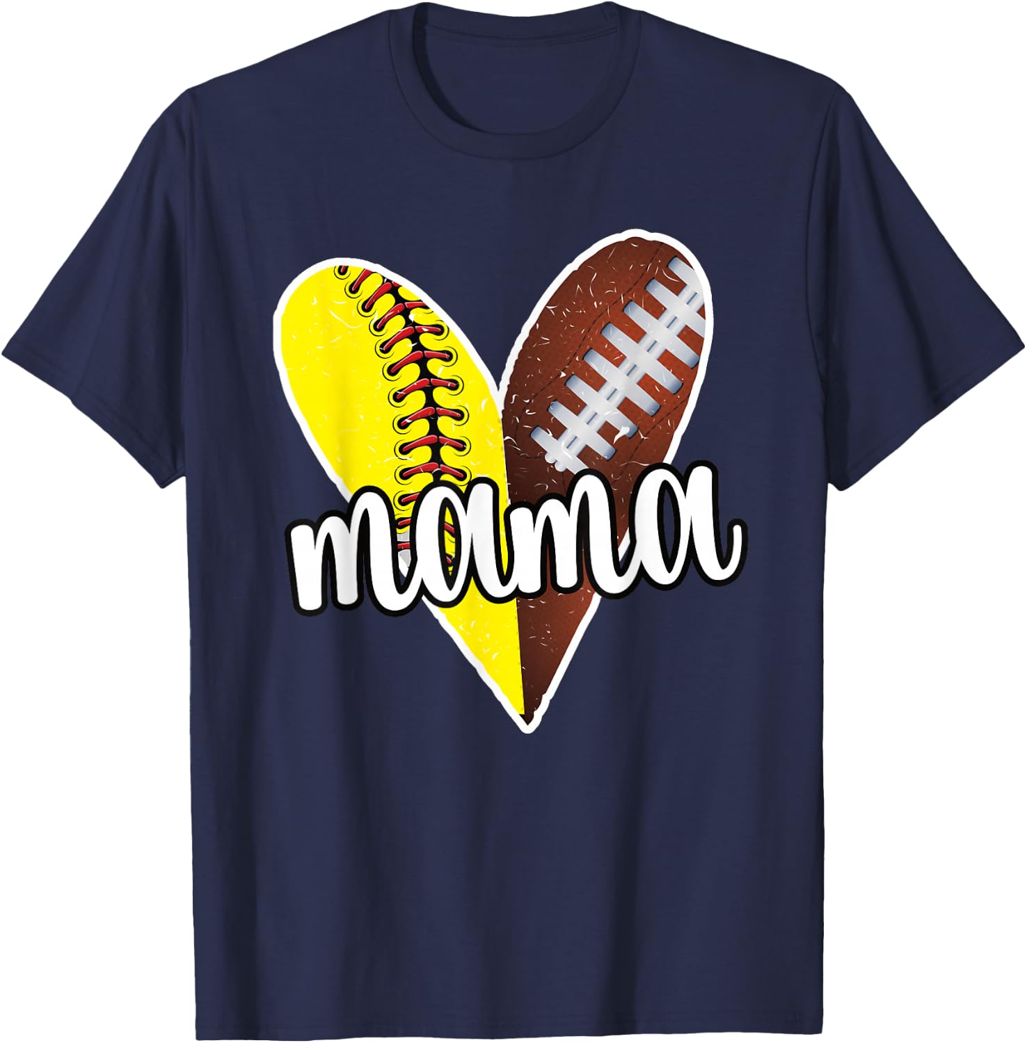 Baller Mama Proud Softball Football Player Ball Mom T-Shirt - T-Shirt | Navy