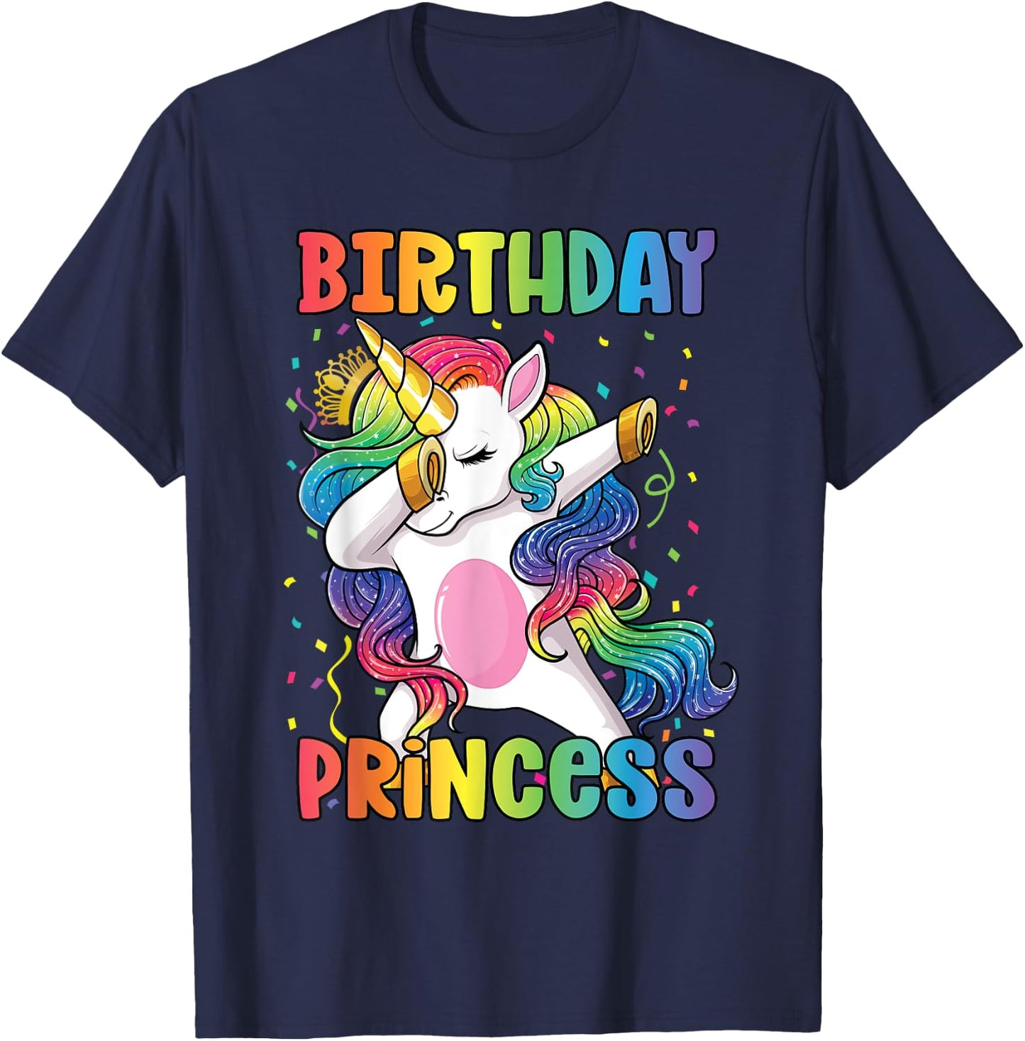 Birthday Princess Shirt Dabbing Unicorn Girl T-Shirt - T-Shirt | Navy