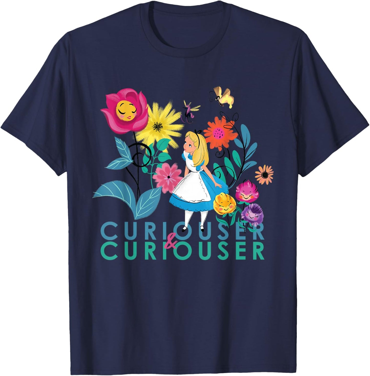 Disney Alice in Wonderland Curiouser & Curiouser Small T-Shirt - T-Shirt | Navy