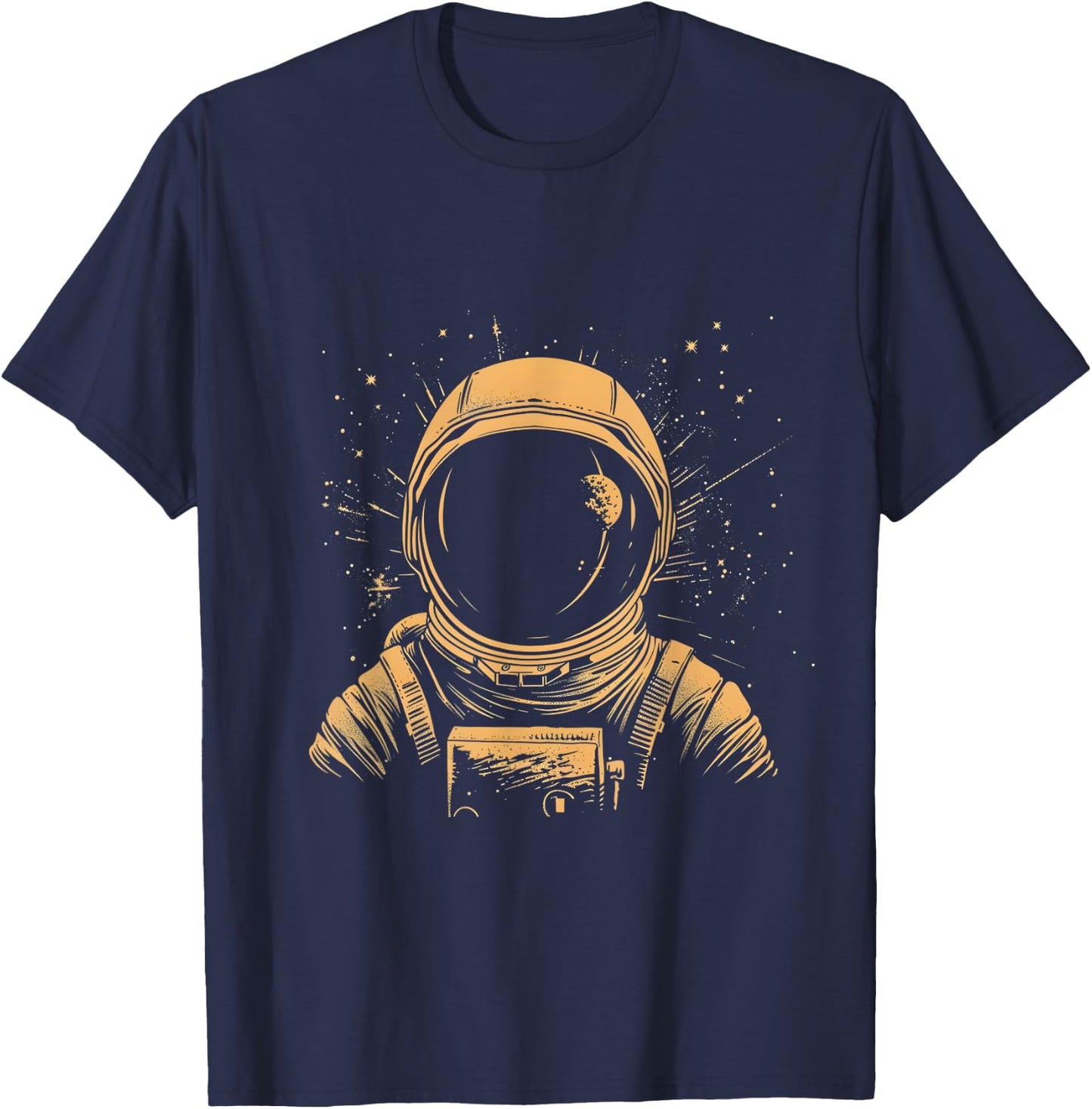 CosmoQuest Interstellar Minimalism Astronaut Portrait Black -Adults/ -Kids Cotton 65%/Polyester 35% Short Sleeve Small T-Shirt - T-Shirt | Navy