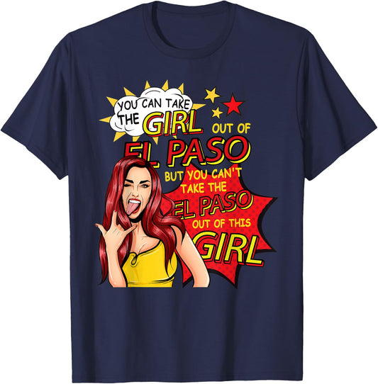 Retro Girl From El Paso - Comic Style - El Paso Girl T-Shirt - T-Shirt | Navy